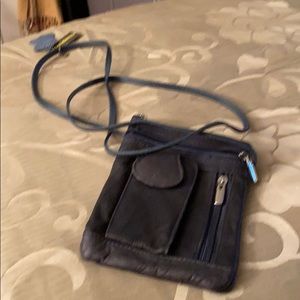 Blue leather pouch